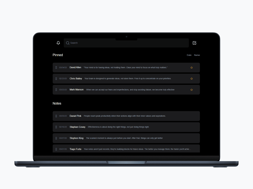 TaskNote Dark Mode Interface