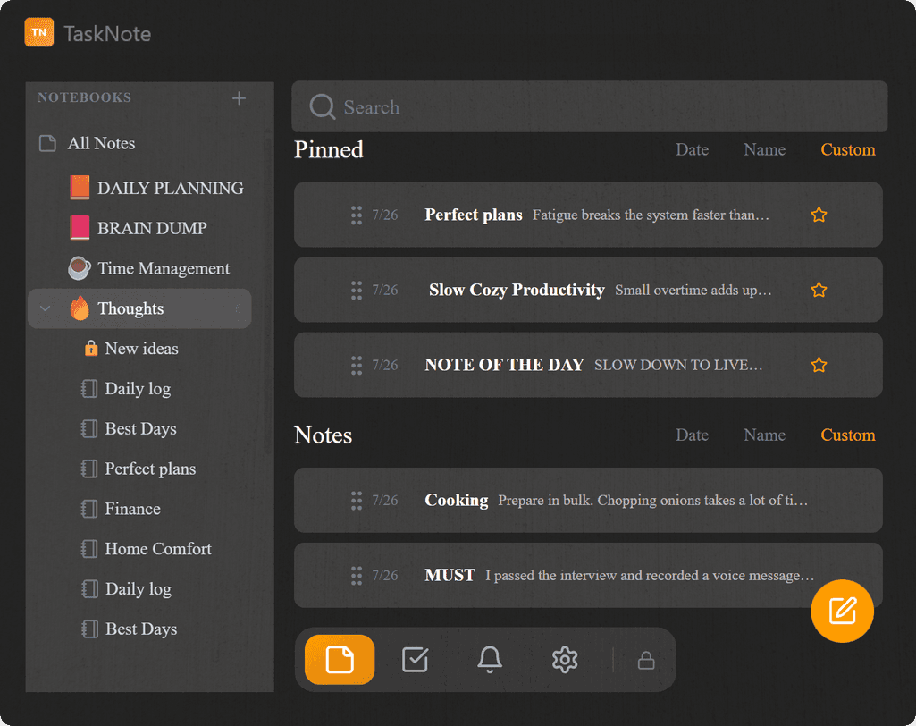 TaskNote native Windows desktop app