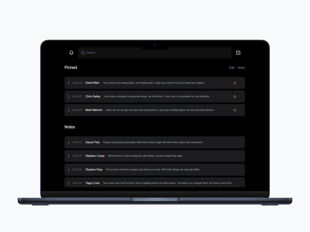 TaskNote Dark Mode Interface